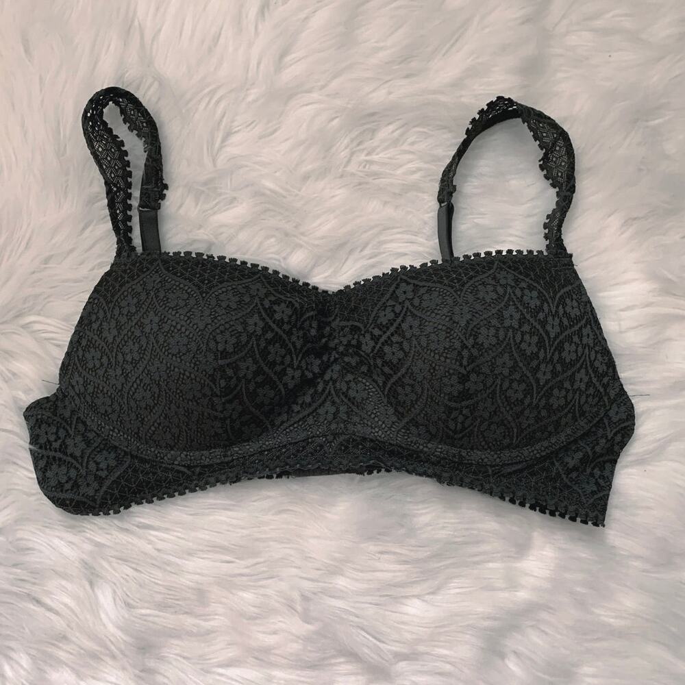 Aerie Deep Green Lace Wireless Bra Size Large